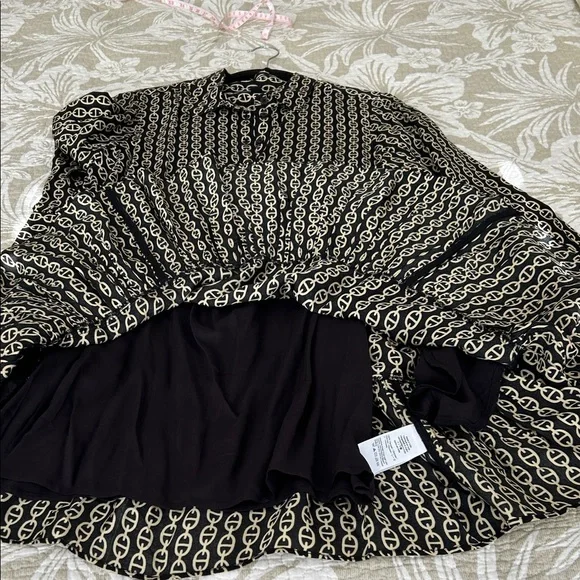 J.Crew Amelia Popover Shirtdress Chain Print Black Gold | NWOT | Size S - Picture 8 of 13